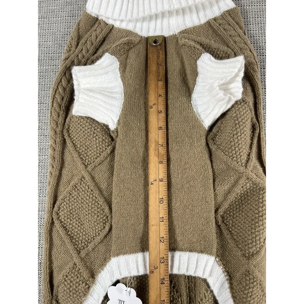 Lorehelina Dog Cable Knit Sweater XXL Brown White Warm Pet Apparel